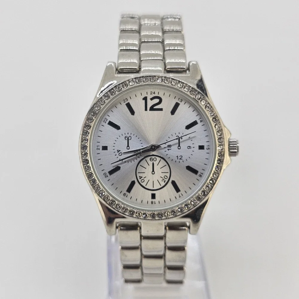 Women's Analog Watch 36MM Gray Dial Gray Metal Bands 6.5